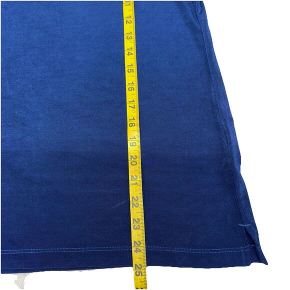 Chico’s Travelers Top Sz 1 (8-10) Deep Navy Blue Slinky Pullover 3/4 Sleeve Knit - Picture 5 of 8